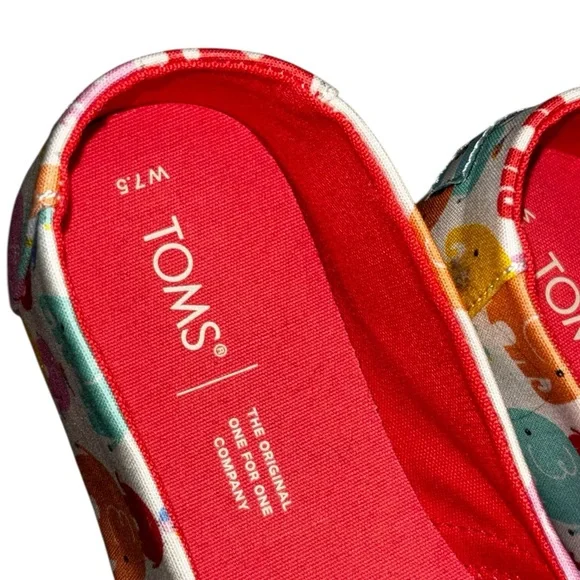NWT TOMS Alpargata White Colorful Elephant Print Shoes, sz 7.5 - Picture 3 of 8